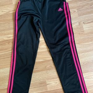 Girls Adidas side strip joggers